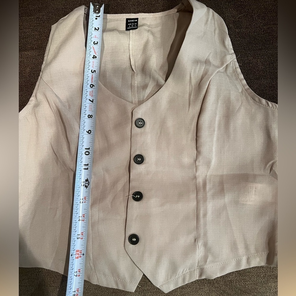 SHEIN vest and slack set, light khaki color. Women’s size small, US 4 - Picture 3 of 9